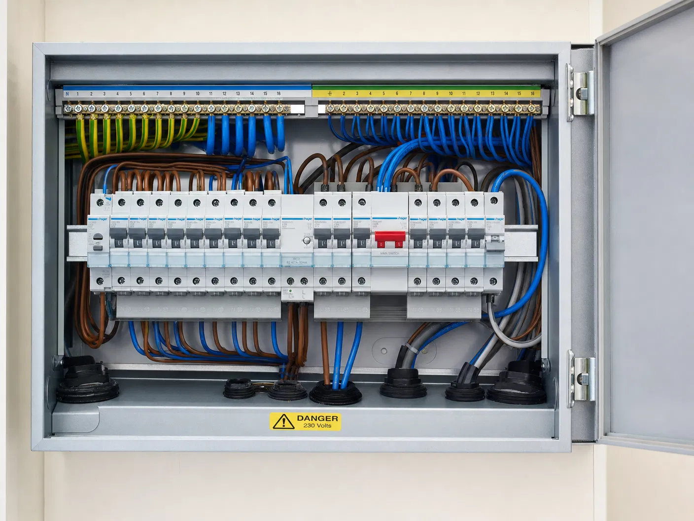 Modern RCBO consumer unit installed by Bishop Electrical